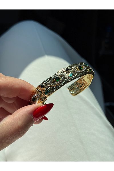 luxyansımalar Eye Detailed Handcuff Bracelet Adjustable