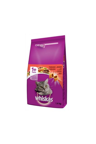 Whiskas Pack of 3 X Dry Food with Beef for Adult Cats 1.4 Kg