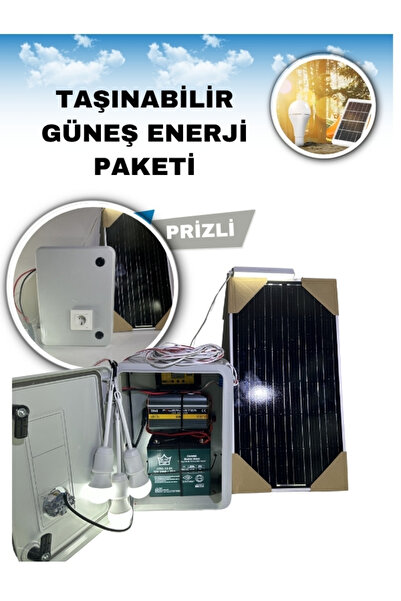 TNL 50W Panel + 24Ah Jel Akü + 3 Lamba Taşınabilir TV Lamba Güneş Enerji Sistemi