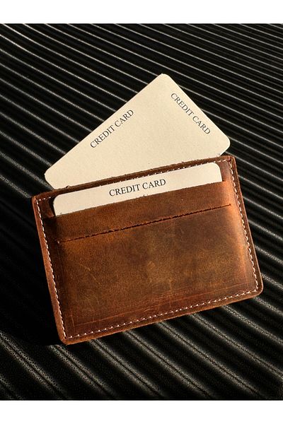 Anemore Collection Leather Card Holder & Card Visitor Holder in Real Leather Hand Made in Brown Color