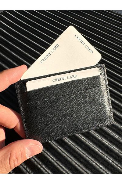 Anemore Collection Leather Card Holder & Card Visitor in Real Leather Hand Made in Black Color
