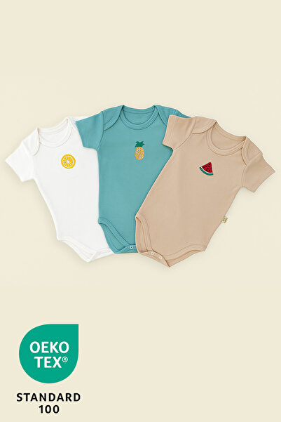 Luppinos طقم ملابس أطفال مطرزة من القطن بنسبة 100% مكون من 3 قطع صيفية