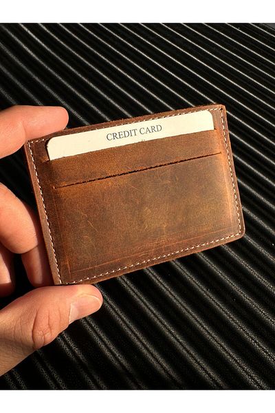 Anemore Collection Leather Card Holder & Card Visitor Holder in Real Leather Hand Made in Brown Color