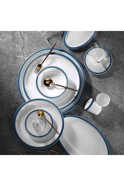 EVALIZA Alaia Blue 42 Piece Breakfast Set for 6 People