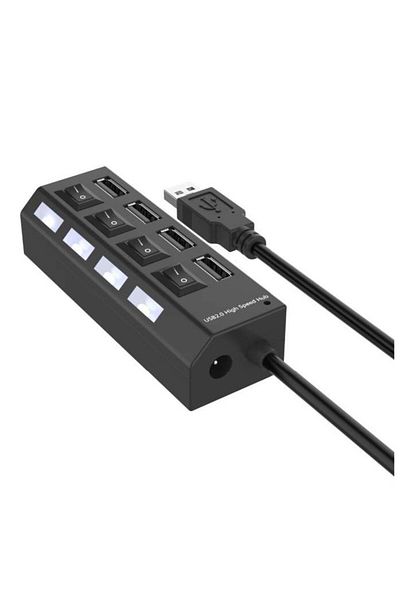 dalimag USB hub, 4 slots, 4 buttons, 4 LEDs, 11 x 3 x 4 cm, black