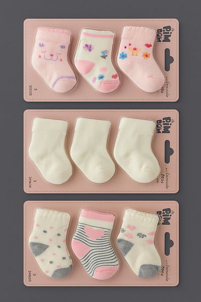 Baby Fou Cotton 0-6 Months Newborn Baby 9-Piece Baby Socks
