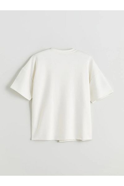 LC Waikiki Tricou alb cu guler rotund pentru femei Natuvera