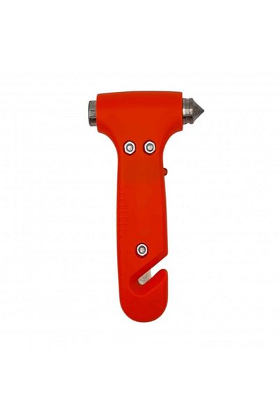 dalimag Ciocan de urgenta 3 in 1 din plastic rosu ABS, cu taietor pentru centura de siguranta si lanterna,