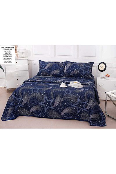 FIONNA.RO Double-Sided Quilted Cotton Blanket - Grey Stripes