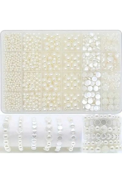 yiğit aksesuar Round and Shaped Giant Pearl Beads Necklace Bracelet Jewelry Making Hobby Kit