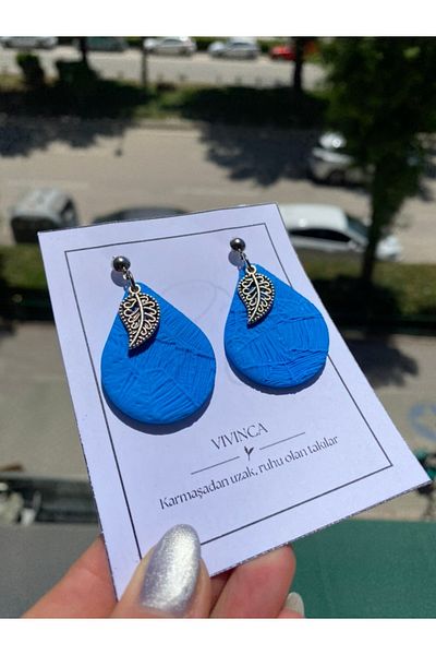 VIVINCA Handmade Polymer Clay Colorful Vibrant Lightweight Earrings - Vivinca Azure Touch