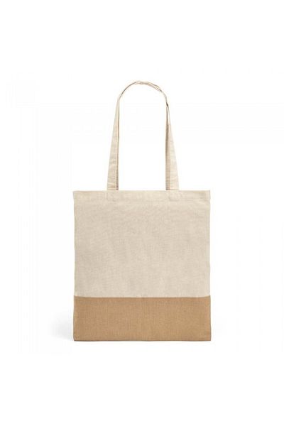 dalimag 100% cotton bag, jute details, 37 x 41 cm, handles 65 cm, gray