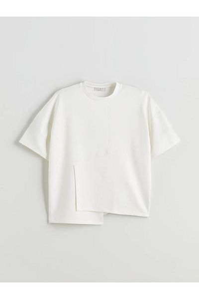 LC Waikiki Tricou alb cu guler rotund pentru femei Natuvera