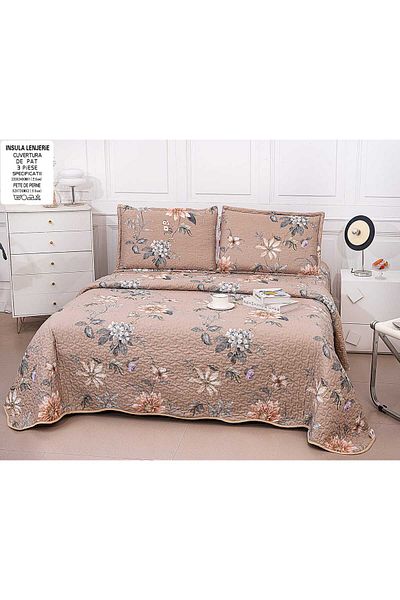 FIONNA.RO Double-Sided Quilted Cotton Blanket - Vibrant Flowers