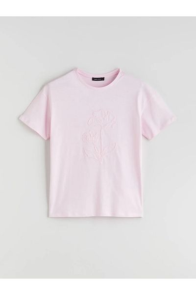 LC Waikiki Lcw Vision Pink Crew Neck Floral Women's T-Shirt