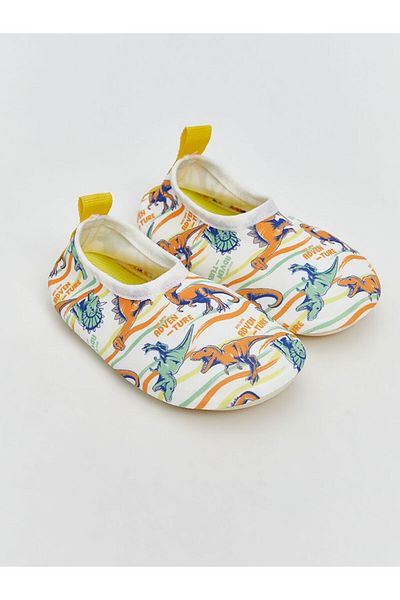 LC Waikiki Lcw Steps White Dinosaur Printed Baby Boy Sea Shoes