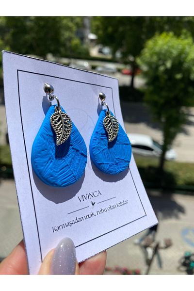 VIVINCA Handmade Polymer Clay Colorful Vibrant Lightweight Earrings - Vivinca Azure Touch