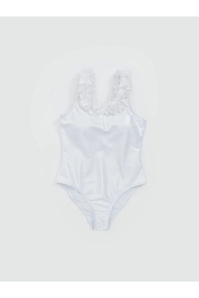 LC Waikiki Lcw Kids White Quick Dry Uv Protection Swimsuit for Girls
