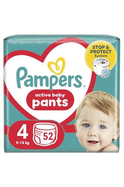Pampers Pampers Active Pachet Jumbo pentru bebeluși, mărimea 4, 9-15 kg, 52 buc.