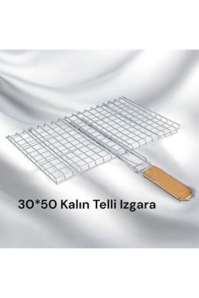 YILMAZNARGİLE Ahşap Saplı 1.Kalite Kalın Izgara 30*50 Cm,Balık Et Tavuk Izgar...