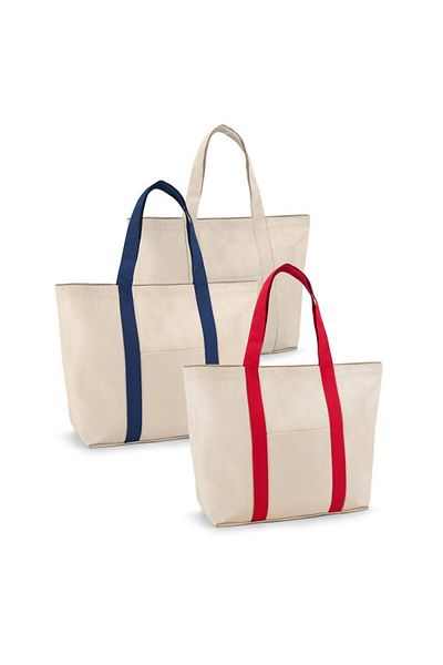 dalimag Cotton canvas bag with front pocket, inner zipper pocket and 60 cm handles