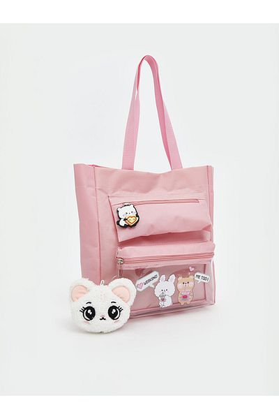 LC Waikiki Summer Collection Printed Transparent Pocket Girl's Shoulder Bag City
