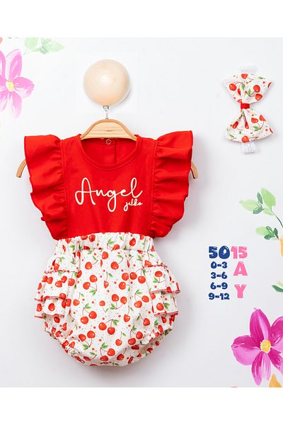 Amur Baby Girl Fruit Patterned Bandana Romper Jumpsuit