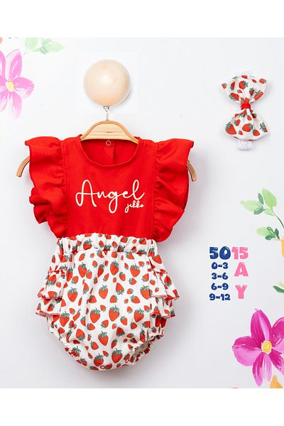 Amur Baby Girl Fruit Patterned Bandana Romper Jumpsuit