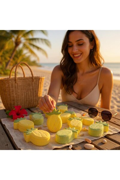 star bathbomb starbomb Ananas 3 Adet Banyo Topu, Pedikür Nem Bombası, Küvet Topu