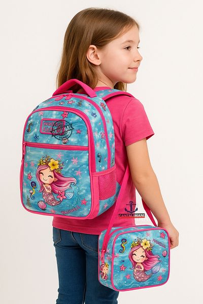 Waddell Licensed Mermaid Themed Backpack with Back Support, Lunch Bag, Primary School Bag (25202)