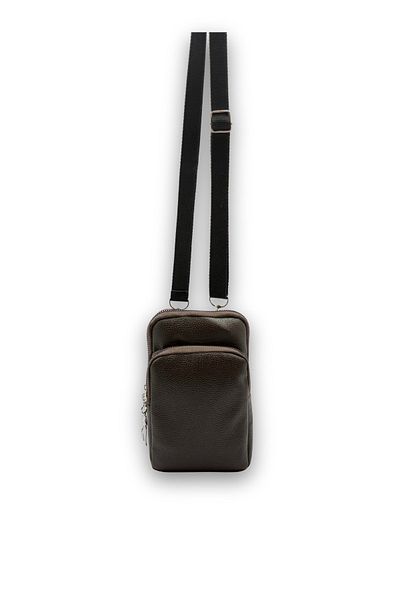 Bersia Women's Leather Brown 2 Compartment Phone Bag