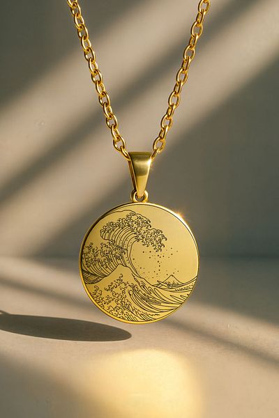 ArtinArt The Great Wave (the Great Wave)- Hokusai |   316L Steel Necklace