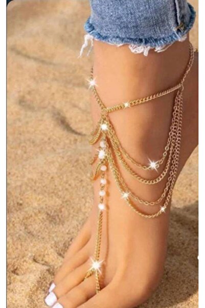 Shiklik MODA Stylish and Elegant Pearl Detailed Women's Shahmeran Anklet