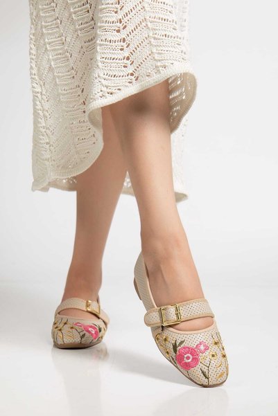 SEDRİK New Season Perforated and Embroidered Ballerina Shoes That Do Not Make Noise, Light Daily Shoes