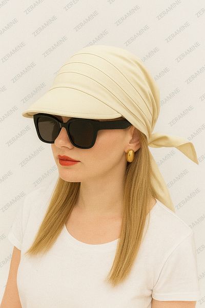 ZERAMİNE Tie-Up Visor Bandana Visor Hat with Uv Protector