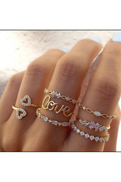 Shiklik MODA مجموعة مكونة من 7 قطع من الخواتم المكتوبة بالحب لتعزيز أناقتك