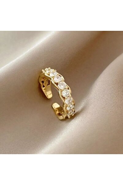 Shiklik MODA خاتم نسائي ذهبي مرصع بالأحجار لتكملة أناقتك