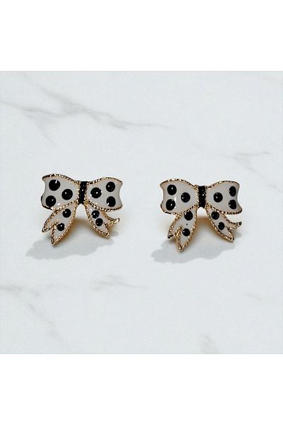 peralist Mineli Bow Polka Dot Earrings