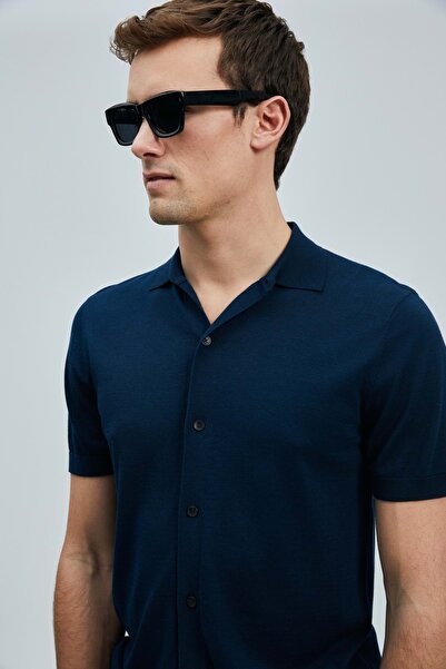 Lufian 111090132 Hector Men's Modal Blended Sweater Shirt Men's Shirt Dark Blue