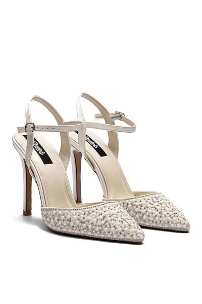 Dedos High Heeled Stone Embroidered Buckle Evening Dress Satin Shoes 330