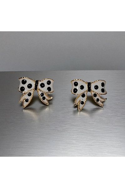 peralist Mineli Bow Polka Dot Earrings