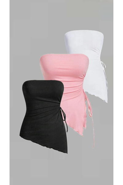 Marin Star 3 τμχ Μαύρο Λευκό Ροζ Ασύμμετρο Πλαϊνό Μαζευμένο Καλοκαιρινή Μπλού...