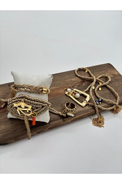 AGG TASARIM Ucu Püsküllü,Dolamalı Makrome Bileklik