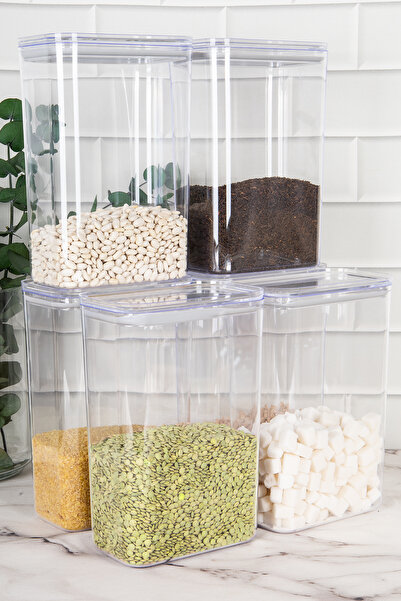 DNS HOME 6 Pieces Food Storage Container Pulses Set Vacuum Lid Food Set 3000 ml