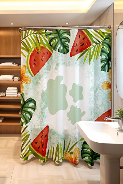 EVPANYA Perdeaua de baie, perdea de duș cu model de palmieri, perdea de cadă ...
