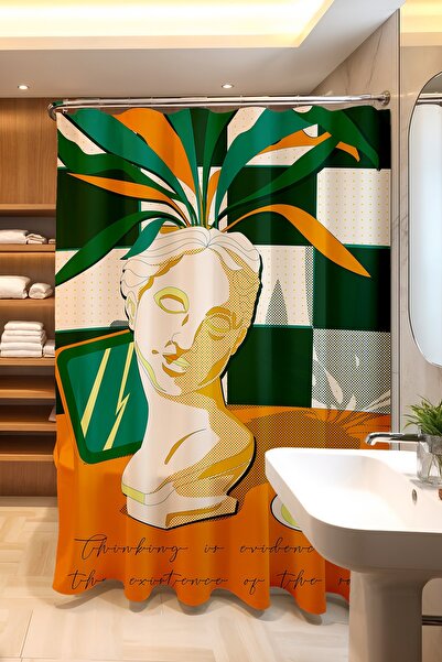 EVPANYA Perdeaua de baie, perdea de dus cu model statuie greaca boema, perdea...