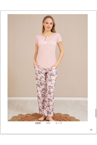 Baha Perfect Club Women's Crew Neck Short Sleeve Pajamas Set 4369 - 1 Piece