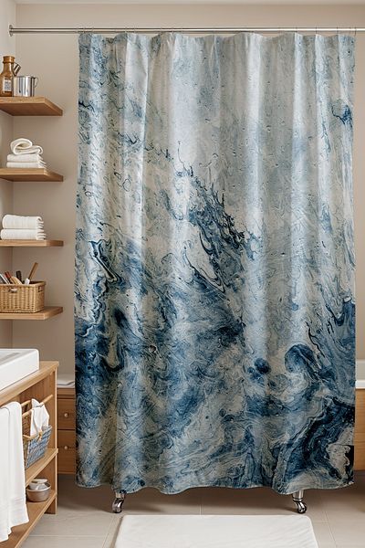 EVPANYA Perdeaua de baie, perdea de dus cu model Ocean Bubbles, perdea de cada 175x200cm