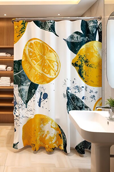 EVPANYA ستارة حمام، ستارة دش كبيرة بنمط الليمون، ستارة حوض الاستحمام 175 × 20...