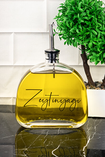 DNS HOME Luxury 500ml Oil Pot Silver Lock Lid Glass Oil Pot Sunflower Oil Olive Oil Sauce Bowl with Label Sauce Bowl